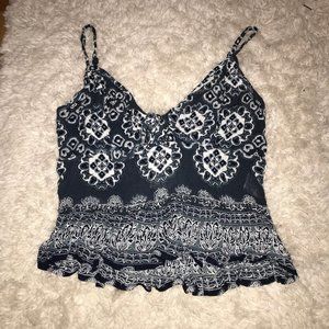 Tilly's blue floral tank top with bow tie